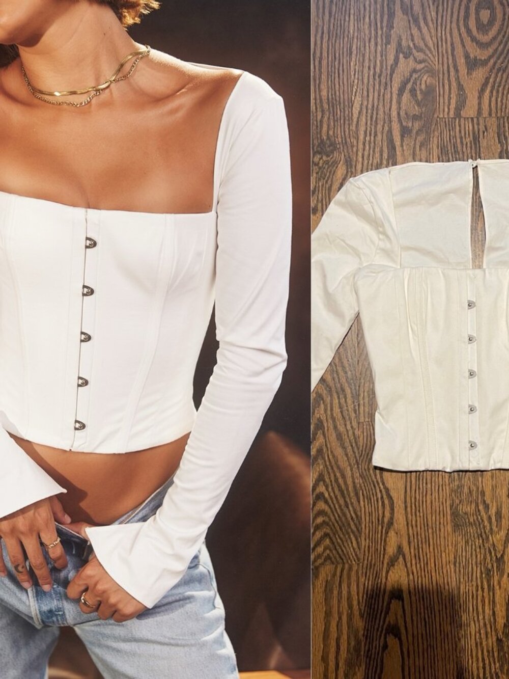 Mistress Rocks White Long Sleeve Corset Top XS New with Tags